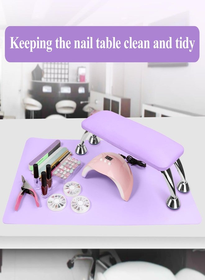 LIONVISON Nail Arm Rest for Acrylic Nails with Nail Table Mat, Microfiber Leather Nail Hand Rest Cushion for Nails, Soft Hand Pillow Footstool with Foldable Nail Art Hand Rest Pad for Nail Tech Use (Purple) - Image 2